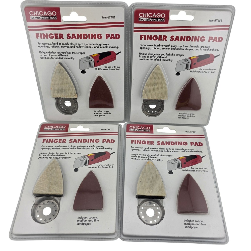 Chicago Electric Finger Sanding Pad 4PK 67481 Oscillating Tool Restoration